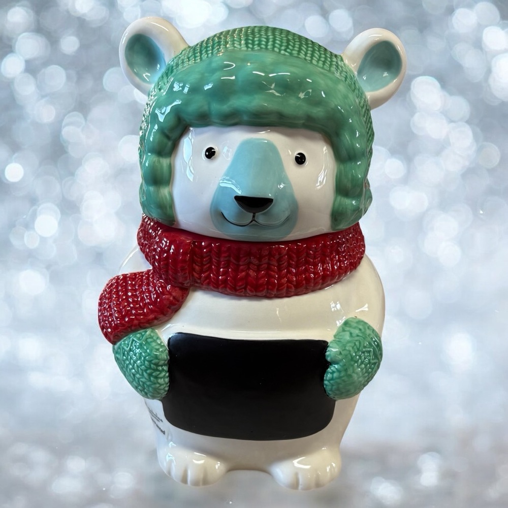 St. Nicholas Square Polar Bear Chalkboard Cookie Jar